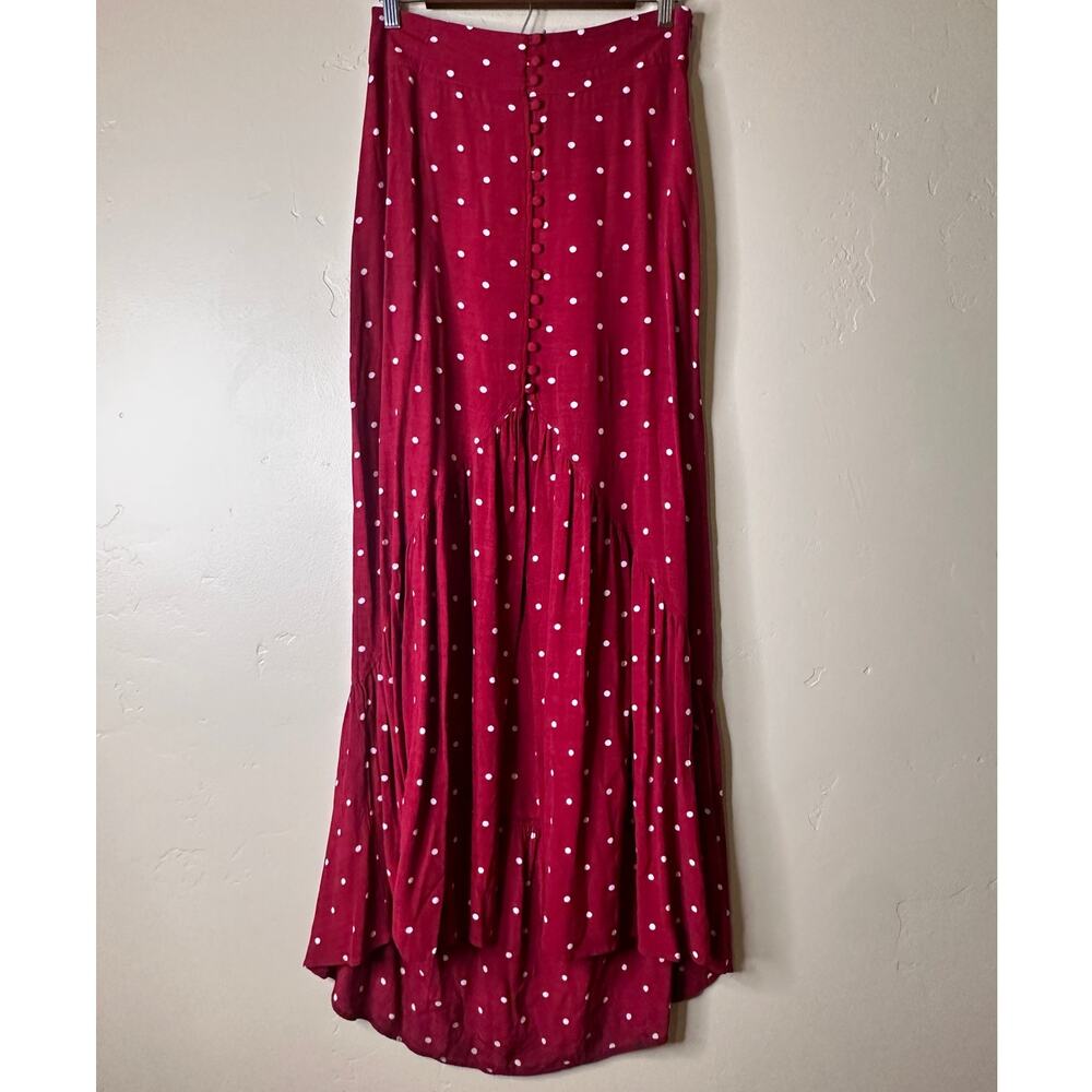 Leith Red and White Polka Dot Split Button Up Fro… - image 2